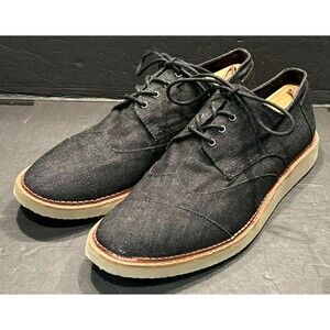 TOMS Black Denim Brogue Dress Wingtip Shoe Men's Size 13